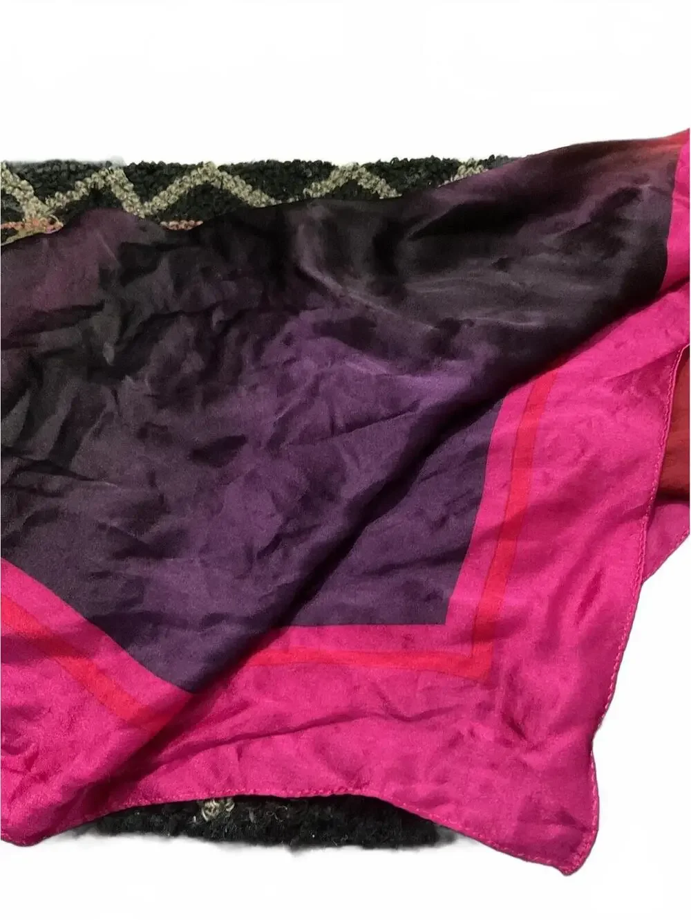 Adrienne Vittadini Silk Gradient Color Scarf Pink Purple Red